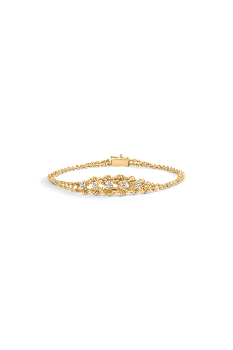 10K Yellow Gold 1/4 Cttw Diamond Basket Weave Rope Chain Style  Bracelet, Main, color, Yellow