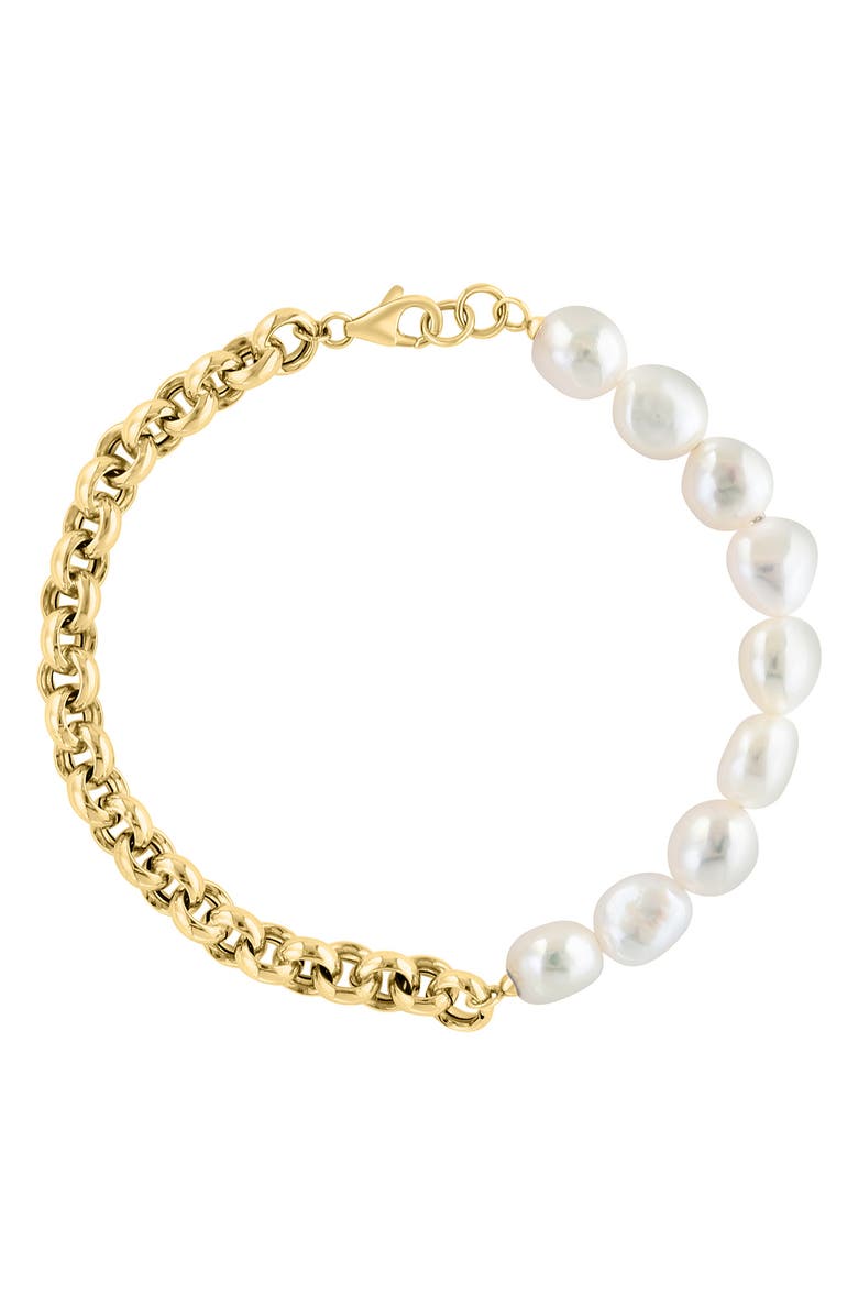 EFFY 14K Yellow Gold 7mm Freshwater Pearl Bracelet, Main, color, 