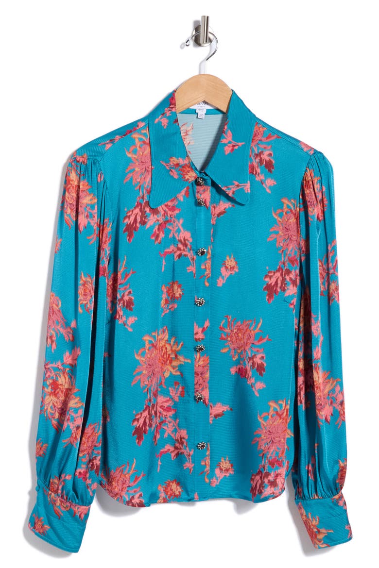 Sonya Printed Long Sleeve Shirt, Alternate, color, MUL-BLUE