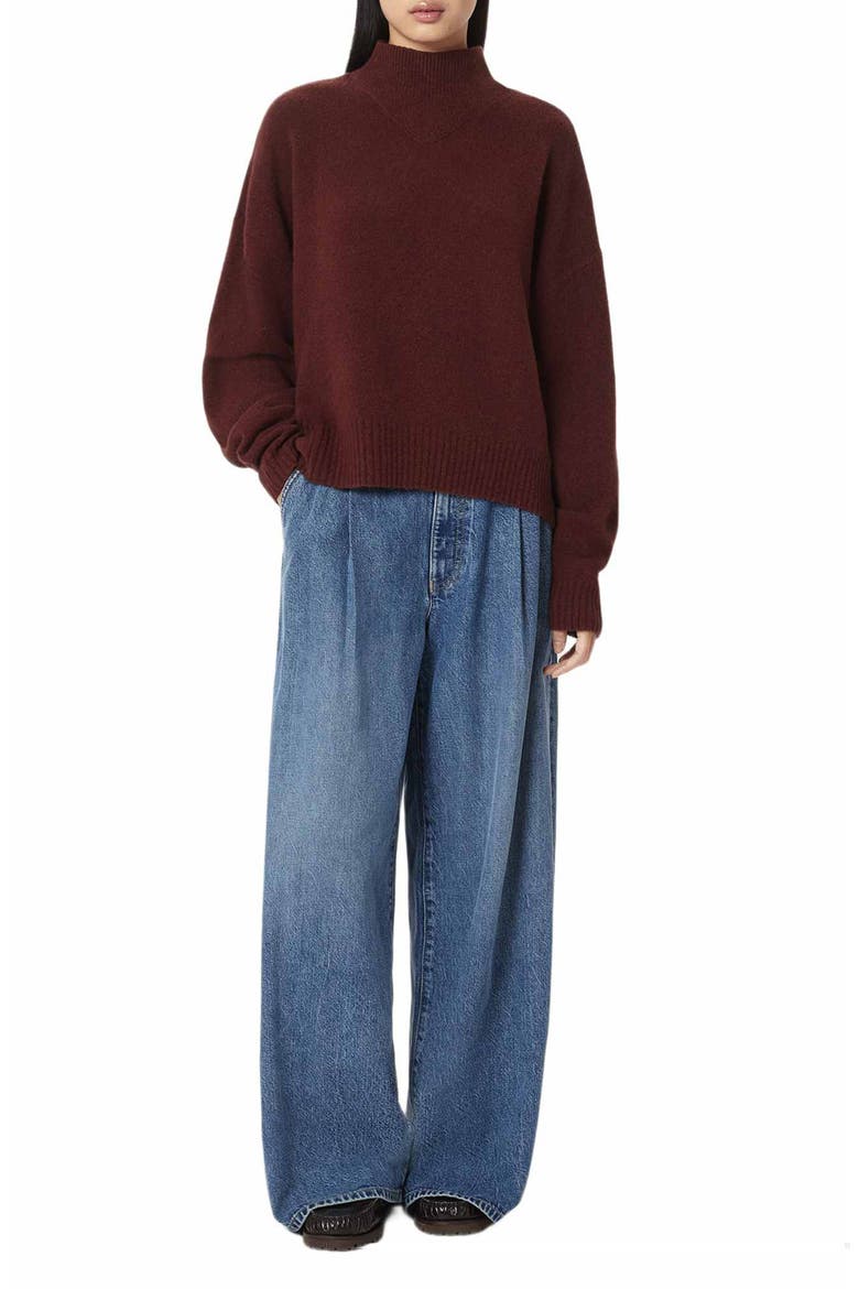 Asha Mock Neck Sweater, Alternate, color, BURGUNDY RED