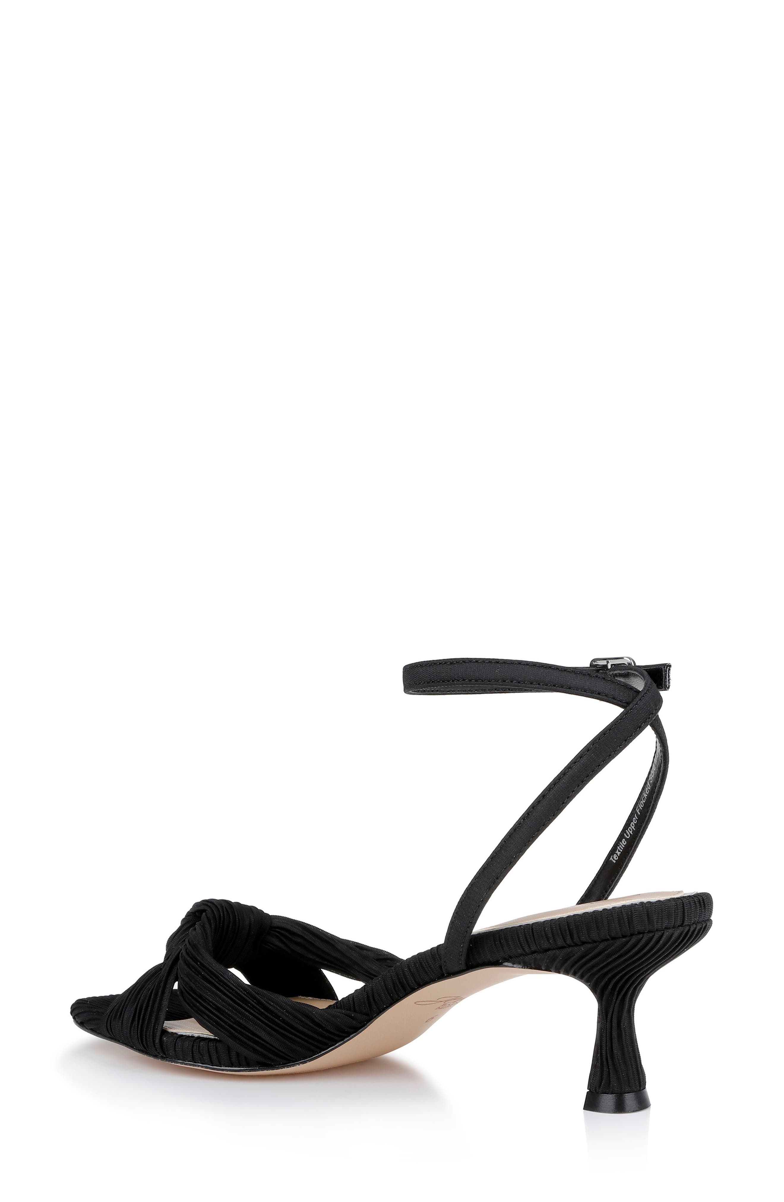 Jewel Badgley Mischka True Ankle Strap Kitten Heel Sandal, Alternate, color, Black Fabric