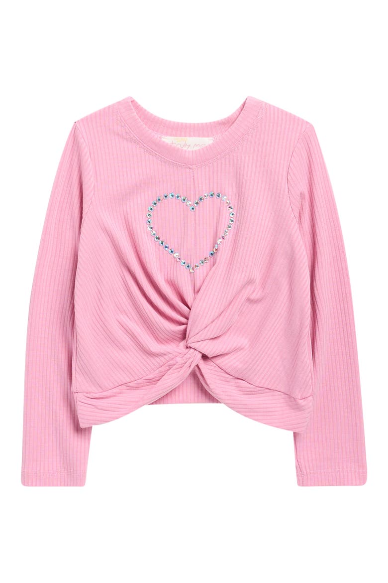 Kids' Crystal Heart Rib Top, Main, color, BRIGHT PINK