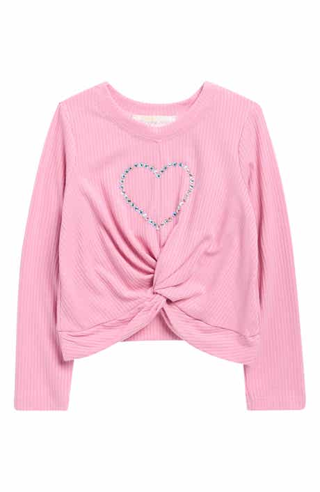 Truly Me Kids' Crystal Heart Rib Top
