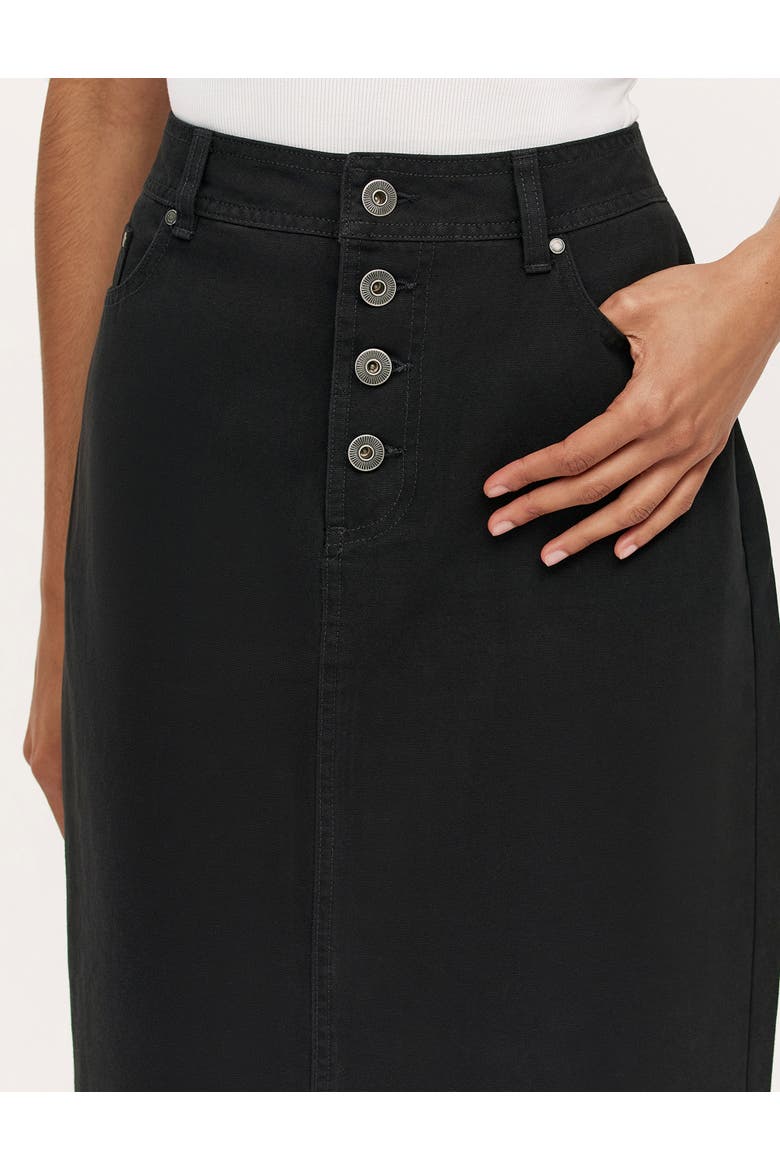 Beth Cotton Button-Front Midi Skirt, Alternate, color, Black