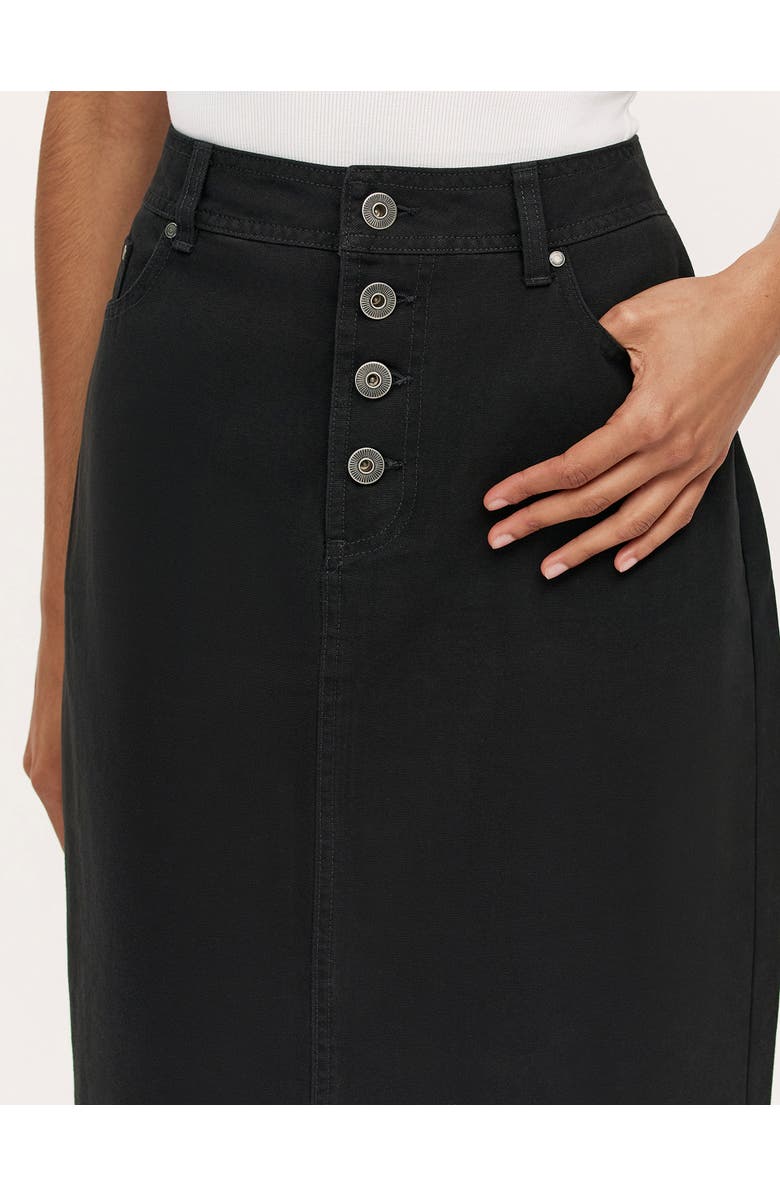Finery London Beth Cotton Button-Front Midi Skirt, Alternate, color, Black