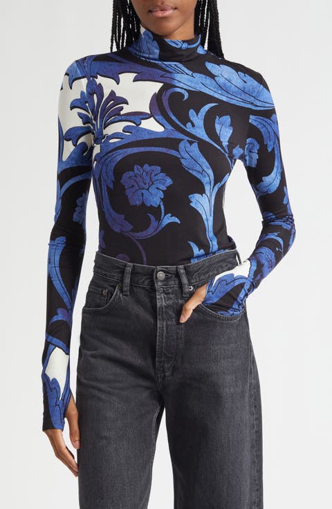 Delaina Print Turtleneck Crop Top