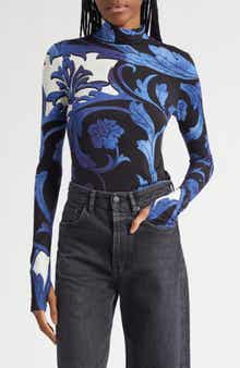 Alice + Olivia Delaina Print Turtleneck Crop Top