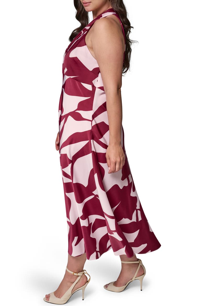 Print Twist Front Halter Midi Dress, Alternate, color, SANGRIA/ LI