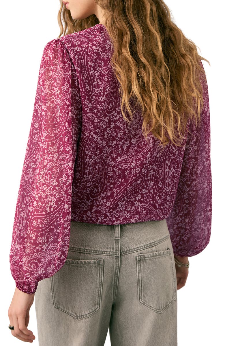 MANGO TEEN Paisley Print Top, Alternate, color, Maroon
