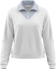 Noni Daily Striped Collar Half Zip Cotton Spandex Sweater