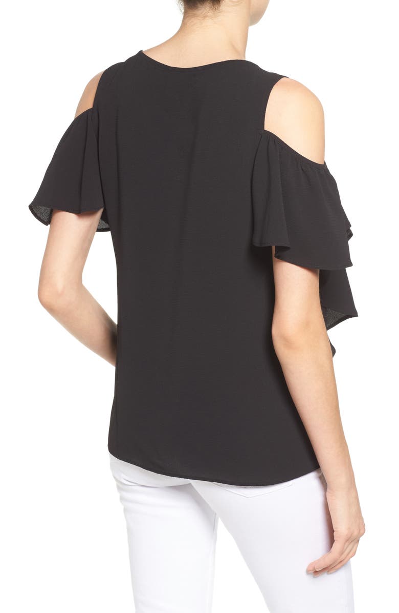 Bobeau Cold Shoulder Ruffle Sleeve Top, Alternate, color, 