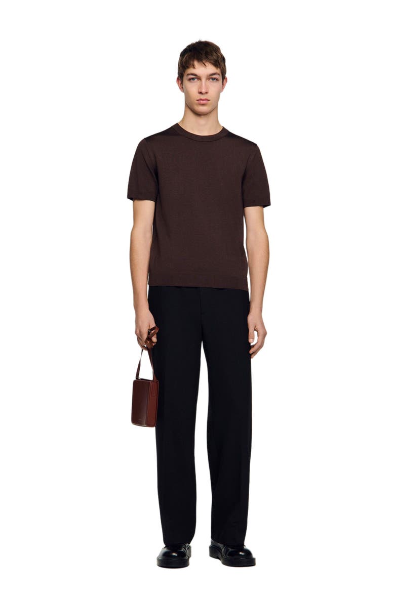 SANDRO Knitted T-shirt, Alternate, color, Chocolate