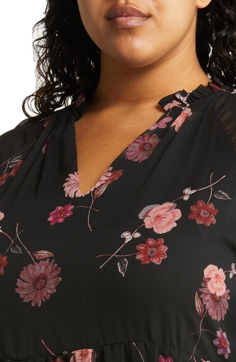 CeCe Floral Print Long Sleeve Babydoll Dress, Alternate, color,