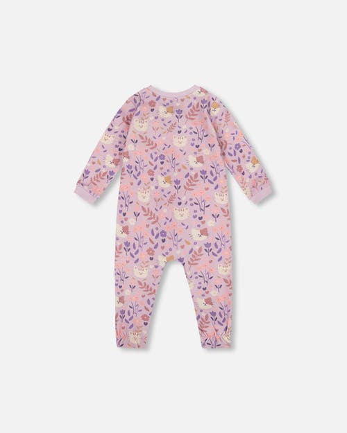 Deux Par Deux One-piece Organic Cotton Pajama Cat In Multi