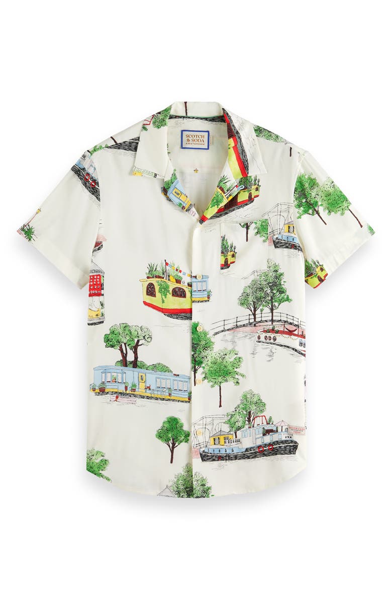 Scotch & Soda Artwork Camp Shirt, Main, color, 