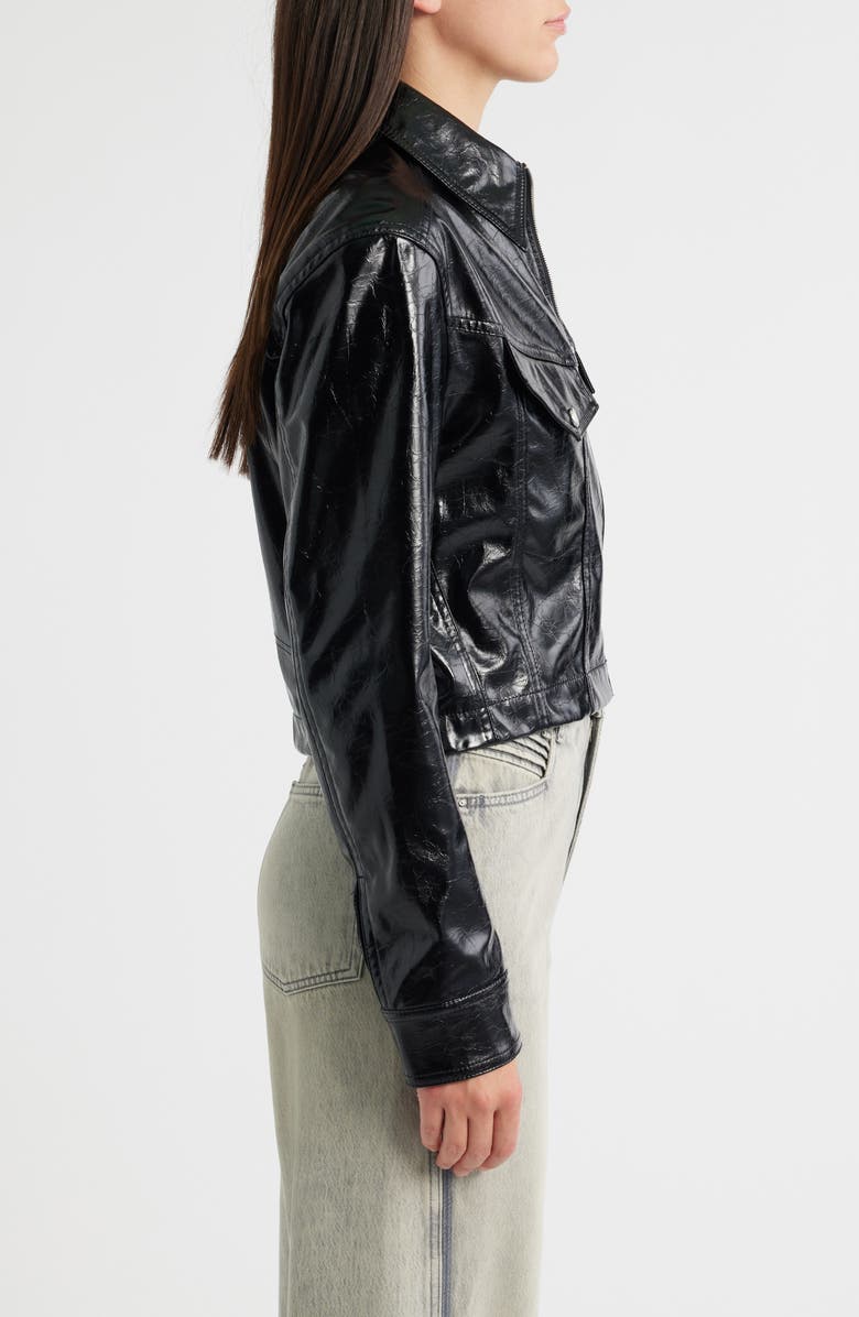 BOSS Orange Jasita Leather Jacket, Alternate, color, Blk