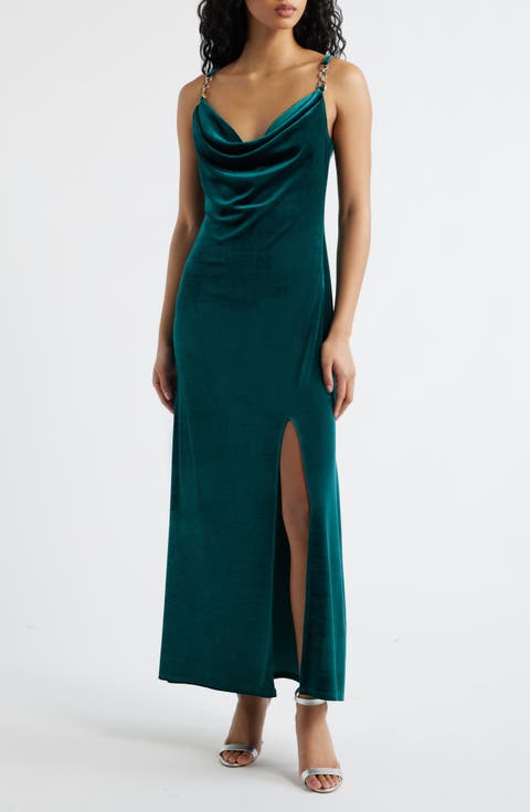 Cowl Neck Velvet Gown