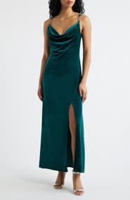 Jump Apparel Cowl Neck Velvet Gown