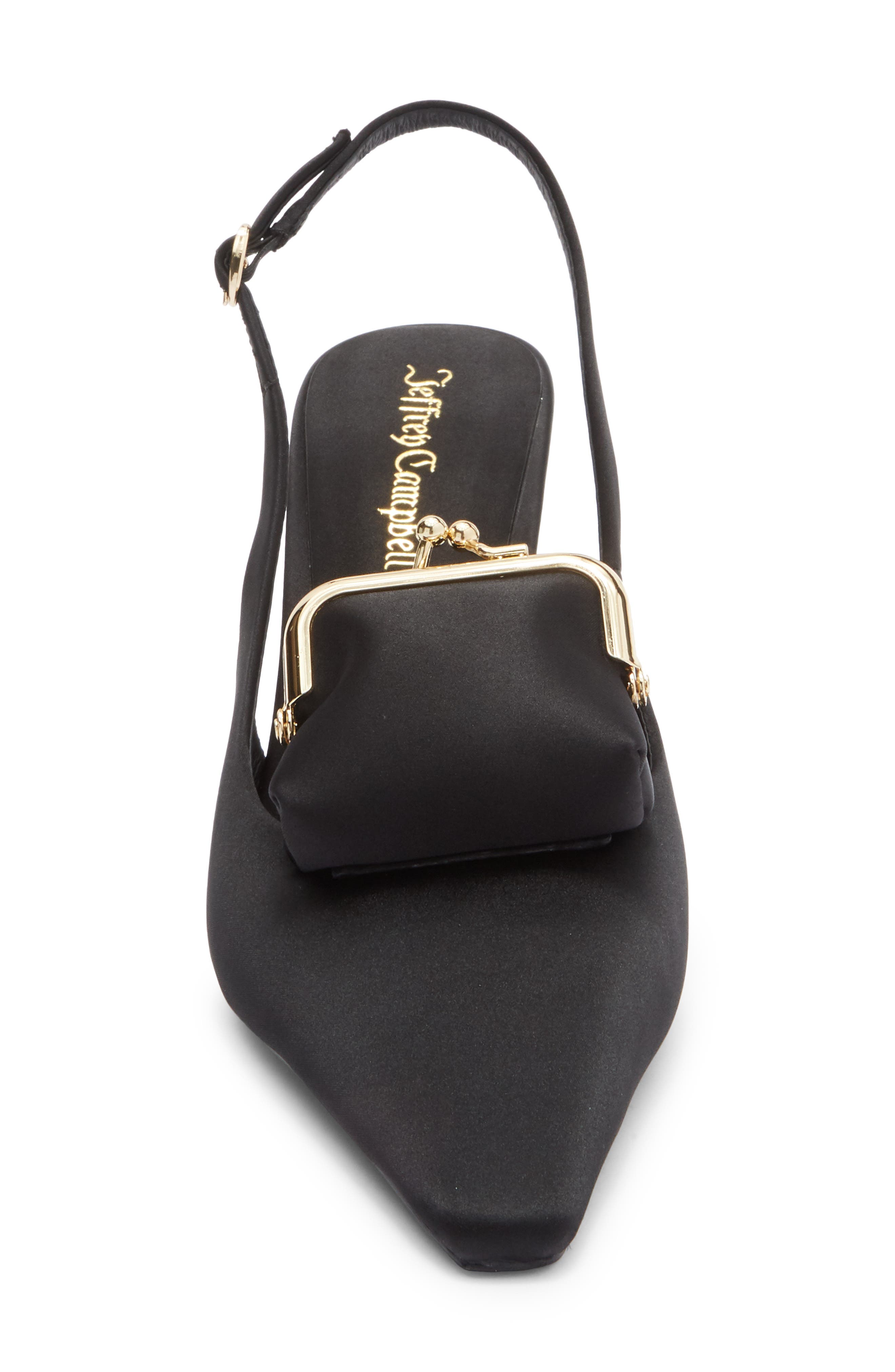 Jeffrey Campbell Pay Me Slingback Wedge Pump, Alternate, color, Black Satin Combo