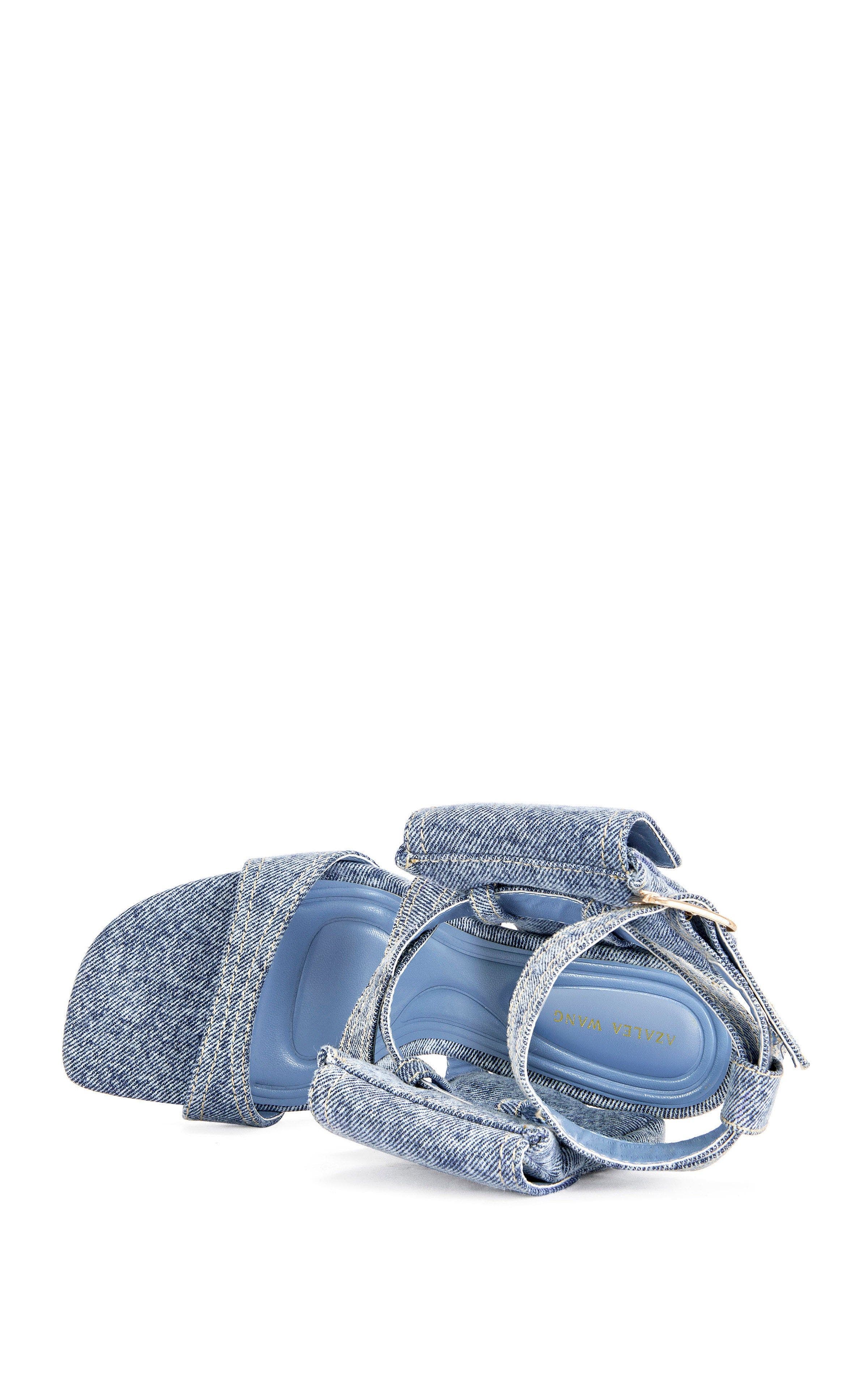 AZALEA WANG KERSHAW-DENIM POCKET STILETTO SANDAL - DENIM / 7.5 / STILETTO, Alternate, color, Denim