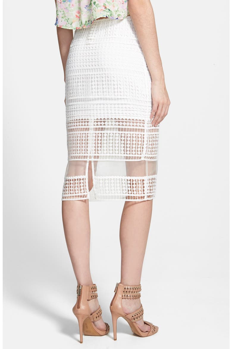 Lace Overlay Pencil Skirt, Alternate, color, IVORY