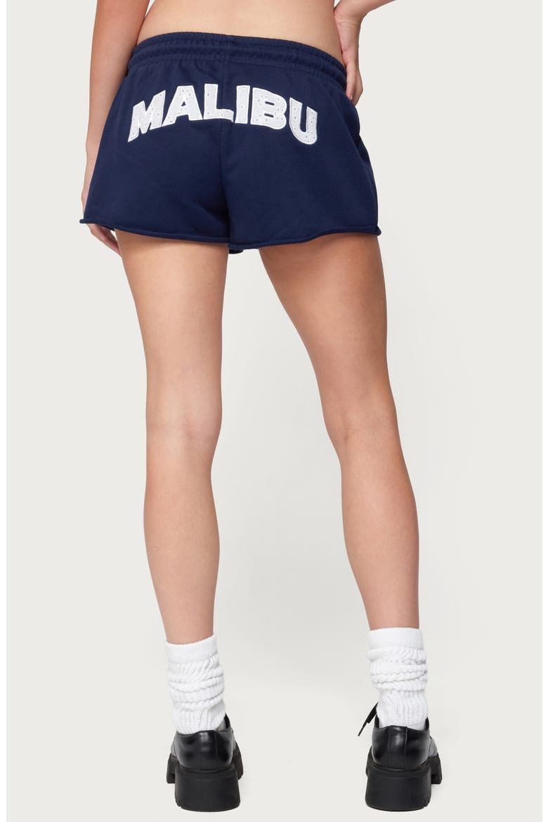 Malibu Raw Hem Low Rise French Terry Shorts, Alternate, color, NAVY