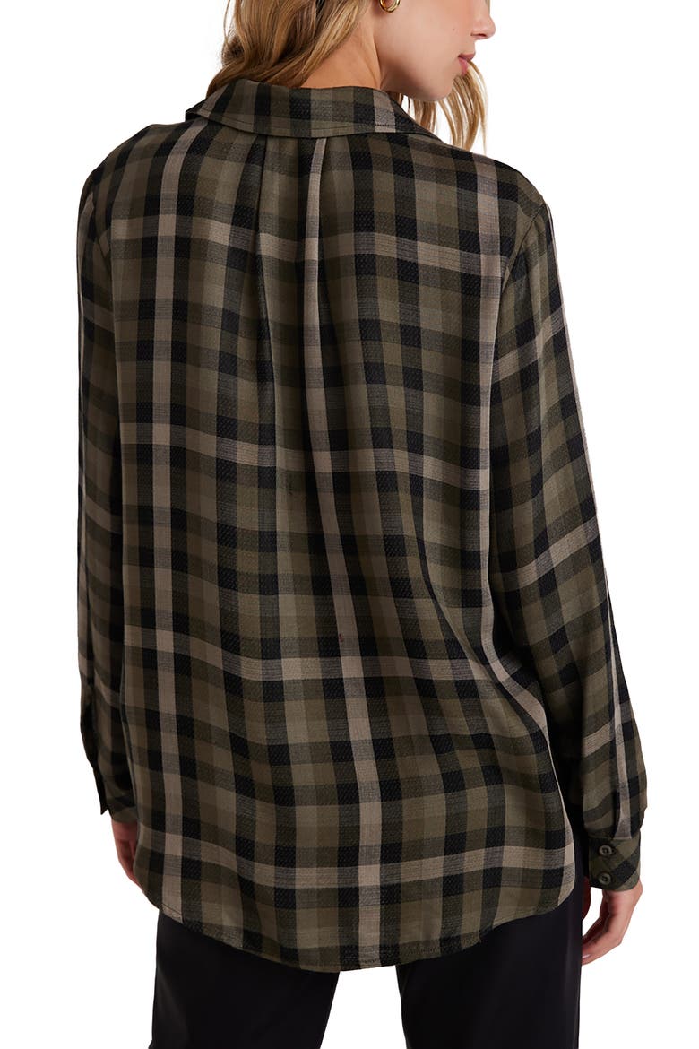 Plaid Slouchy Pocket Button Down Shirt, Alternate, color, OLIVE PLAID