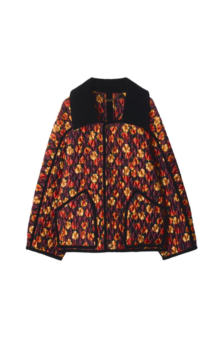 Burberry Geranium Leaf Quilted Nylon Floriston Jacket, Alternate, color, Poppy Red