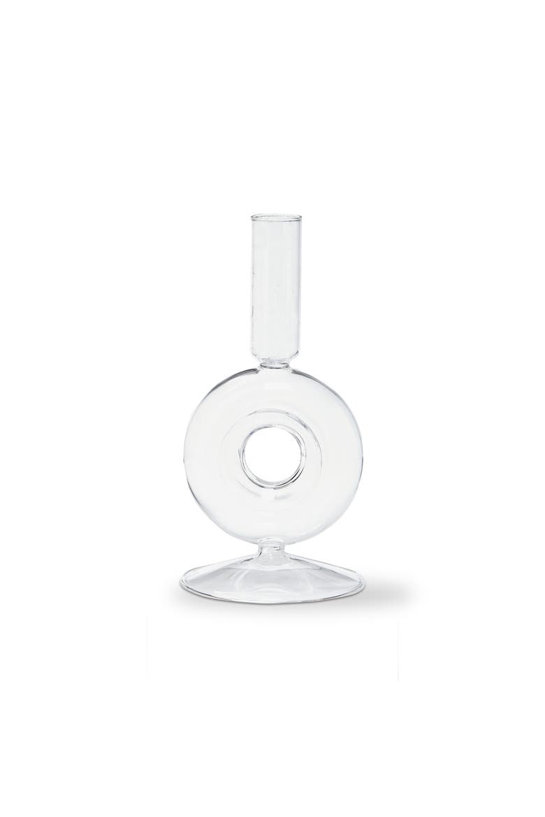 Odette Clear Glass Taper Candle Holder 3.5 x 3.5 x 7 in, Main, color, Clear