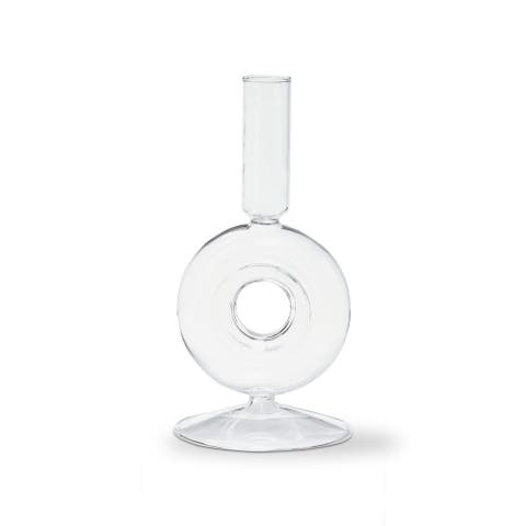 Odette Clear Glass Taper Candle Holder 3.5 x 3.5 x 7 in