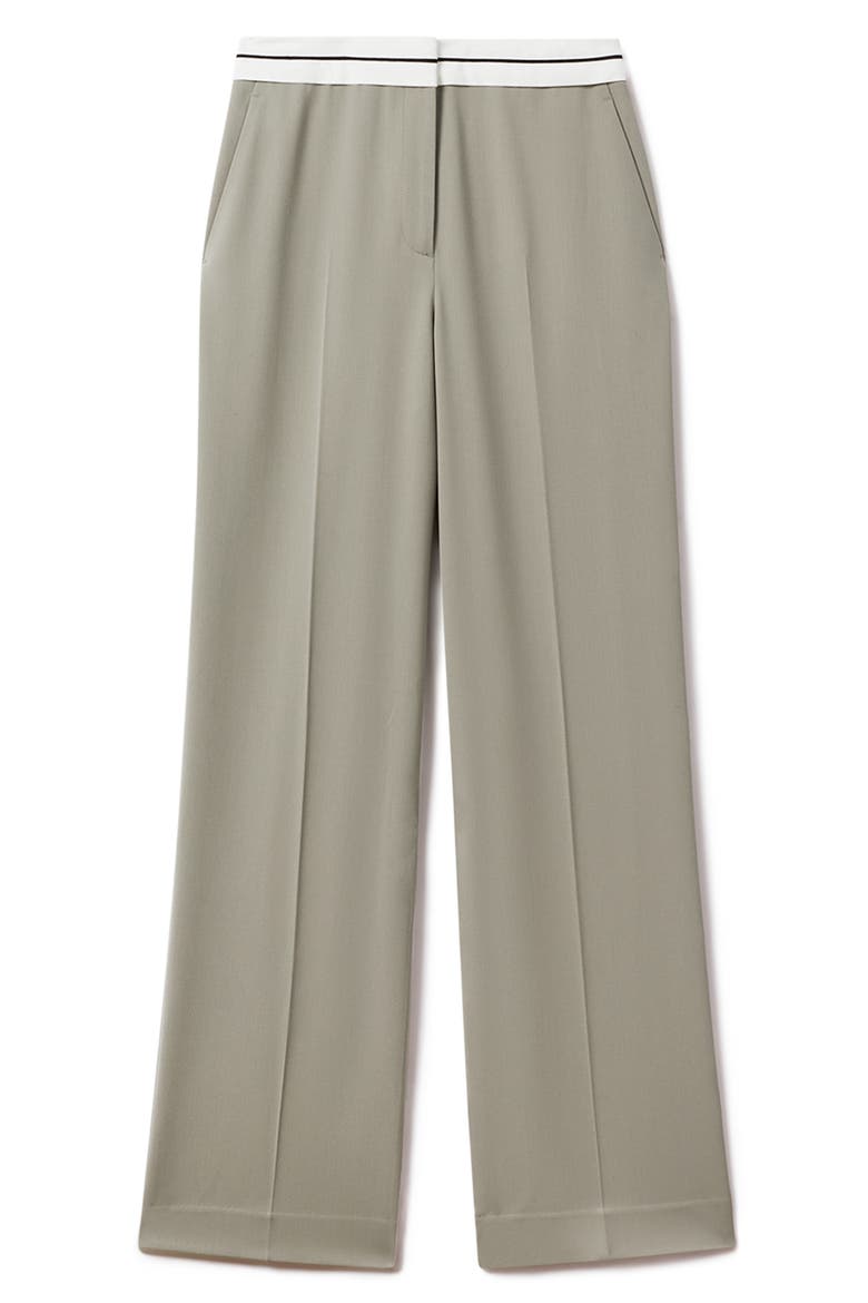 Whitley Contrast Trim Wool Blend Wide Leg Trousers, Alternate, color, GREEN