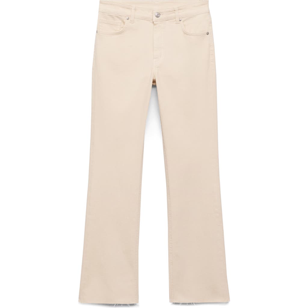Mango Sienna Raw Hem Crop Flare Jeans In Neutral