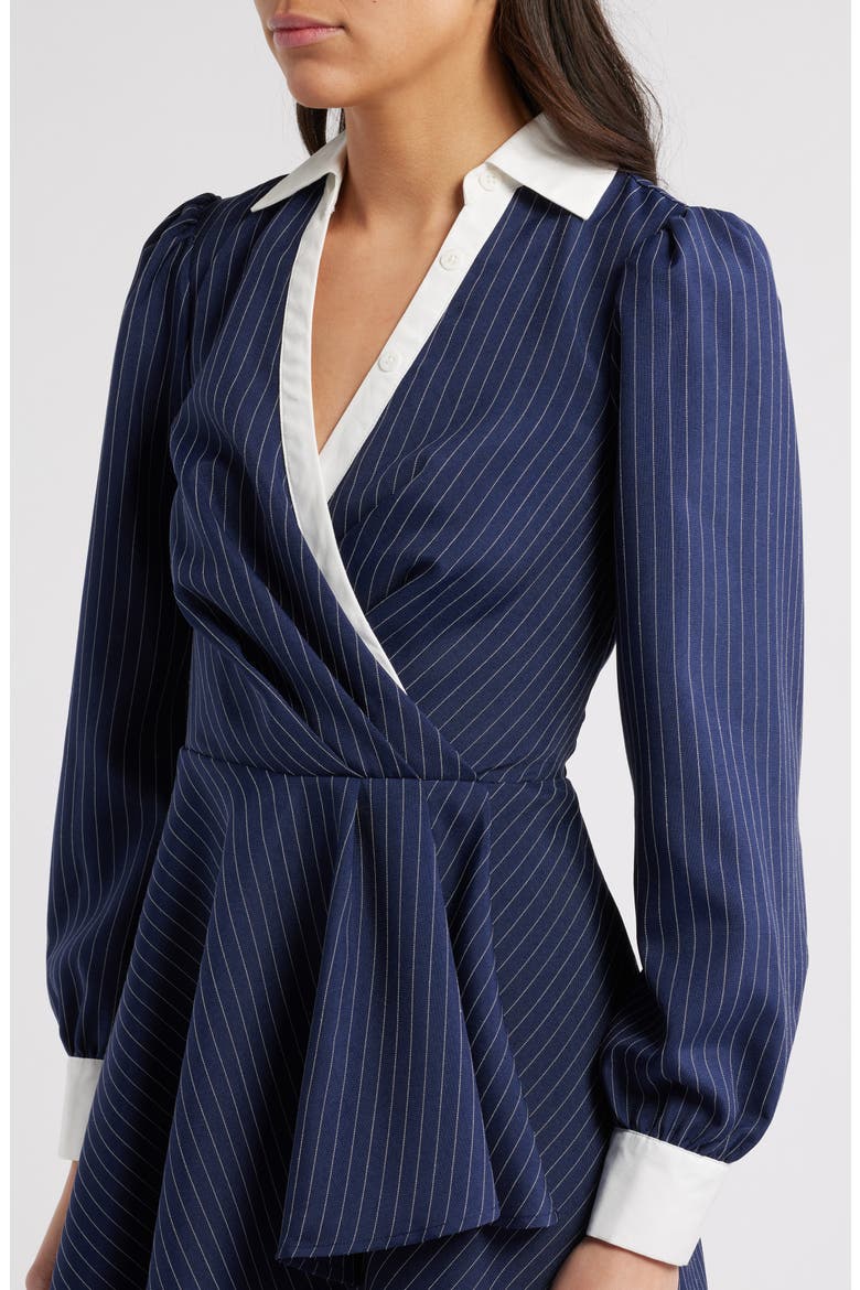 Twist Surplice Shirtdress, Alternate, color, NAVY IVORY