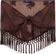 MANGO Embroidered Fringe Miniskirt