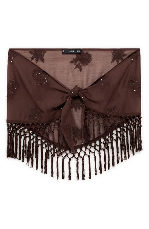 Mango Embroidered Mini-skirt With Fringe Brown In Brown