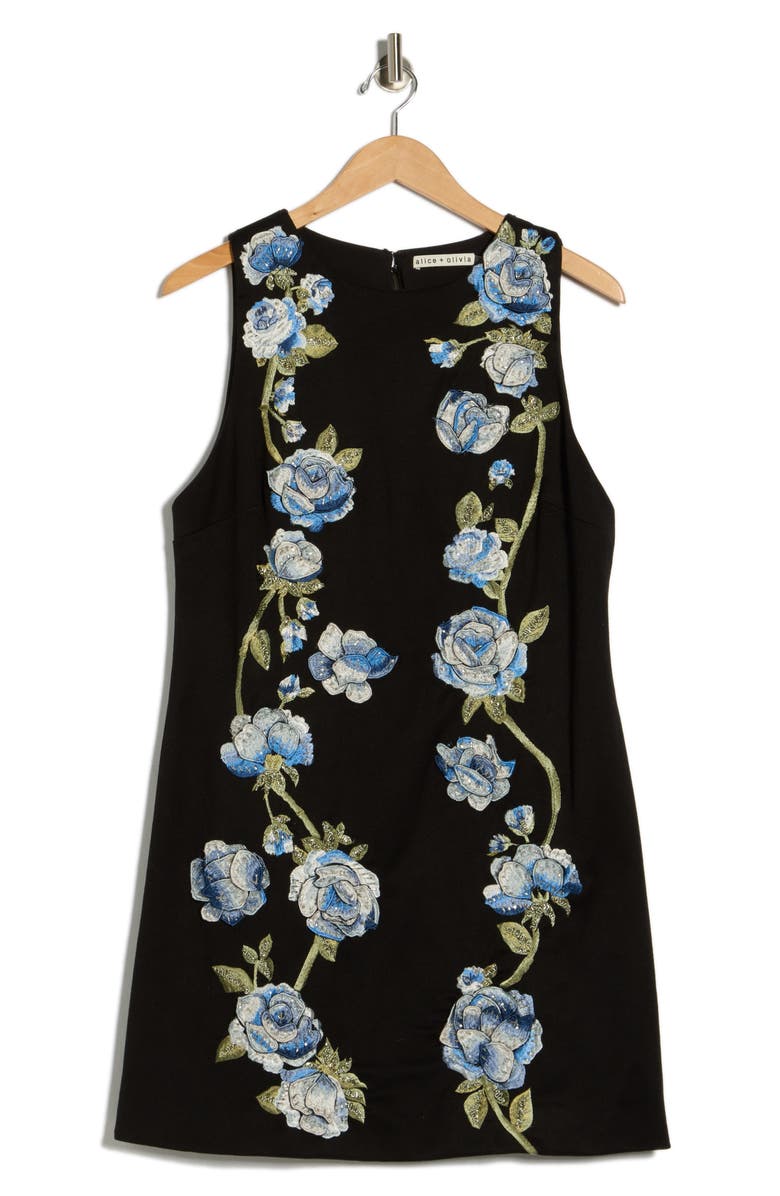 Alice + Olivia Clyde Embellished Sleeveless Dress, Alternate, color, Black Multi