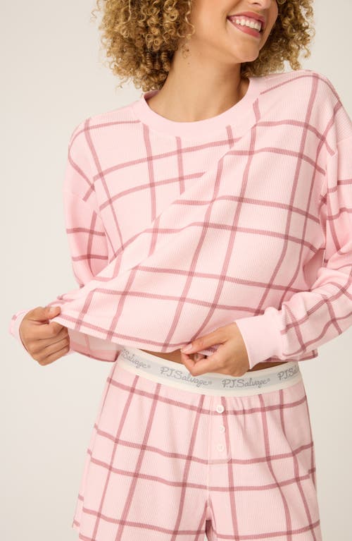 Pj Salvage Print Waffle Knit Short Pajamas In Pink