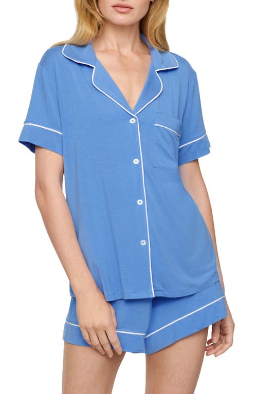 Eberjey Gisele Relaxed Jersey Knit Short Pajamas In Blue