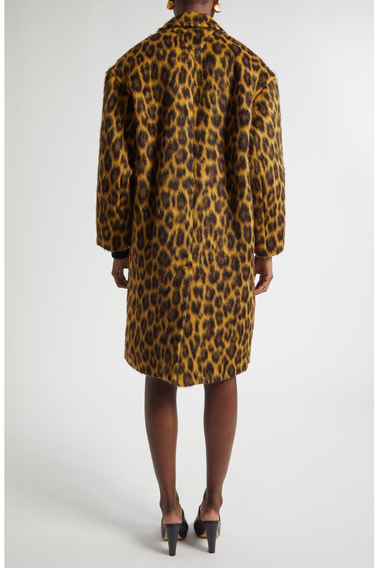 Leopard Print Brushed Alpaca, Wool & Silk Coat, Alternate, color, 2712 CAMEL/ BLACK/ BROWN