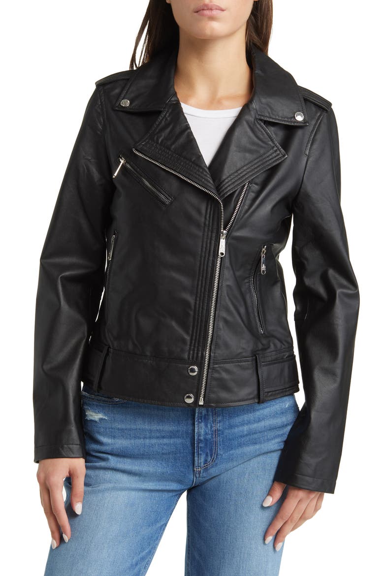 Lambskin Moto Jacket, Main, color, BLACK