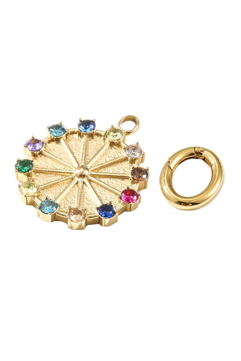 Colorful Crystal Charm & Connector, Main, color, GOLD MULTI