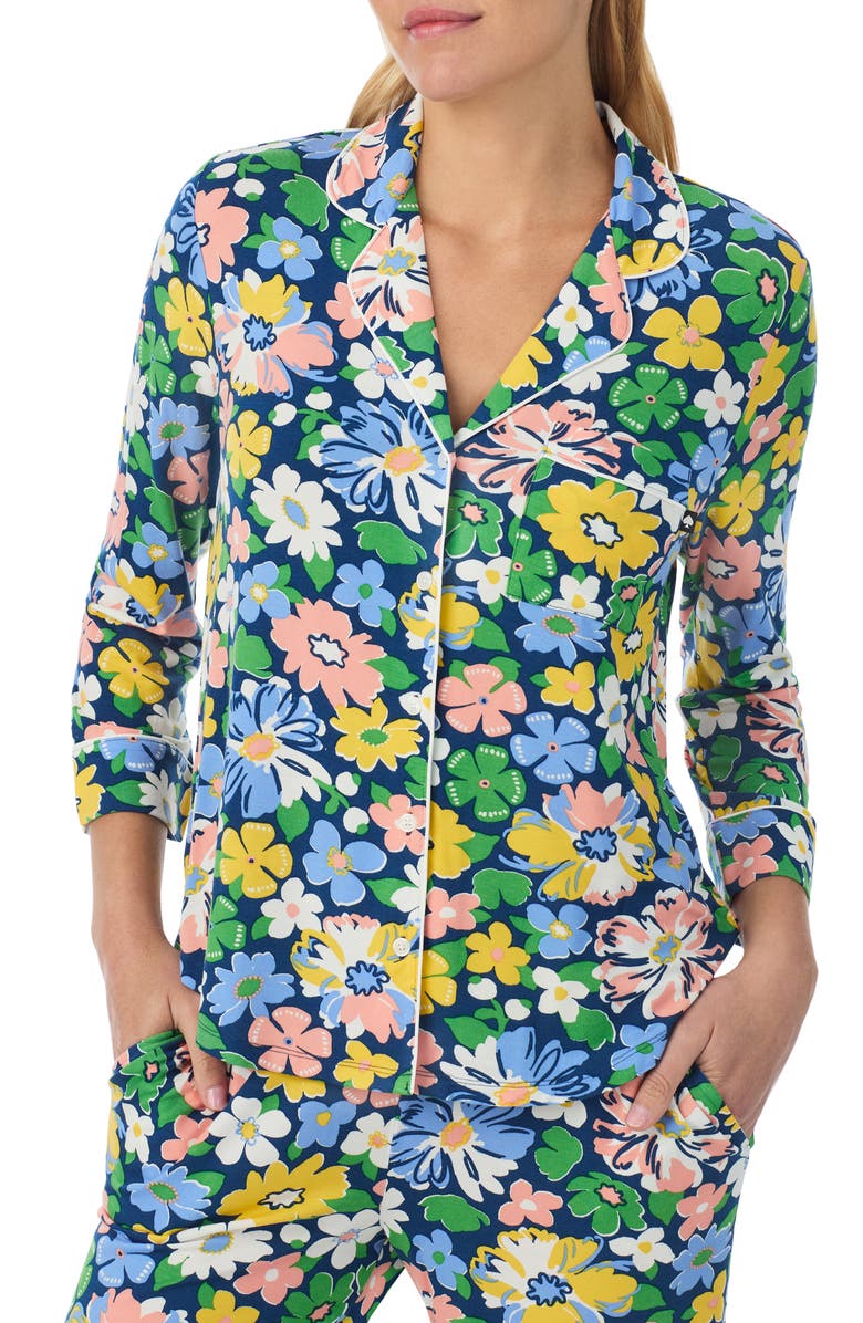 Kate Spade New York print stretch modal pajamas, Alternate, color, Navy Print