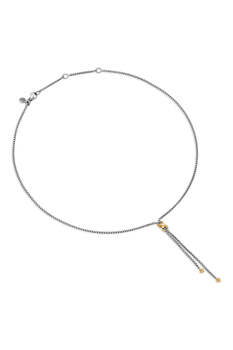 Petite X Lariat 18K Gold Y-Necklace, Alternate, color, SILVER/ YELLOW GOLD