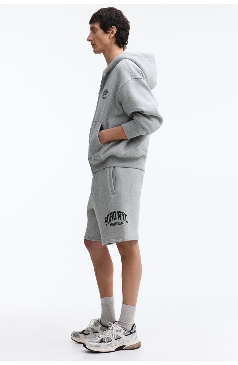 H&M Relaxed Fit Shorts, Alternate, color, Light Gray Melange/Soho Nyc