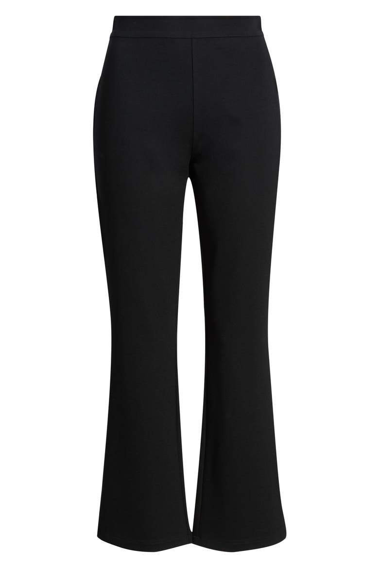 High Waist Ponte Ankle Kick Flare Pants, Alternate, color, BLACK