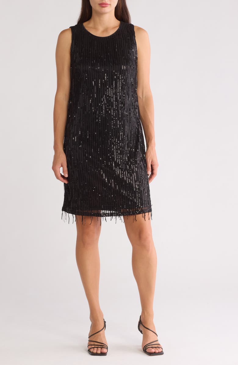 Nanette Lepore Sequin Fringe Sleeveless Dress, Main, color, 