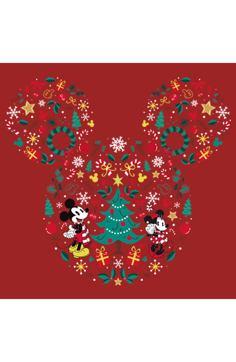 Mickey & Friends Women's Mickey & Friends Christmas Silhouette Graphic T-Shirt, Alternate, color, Red