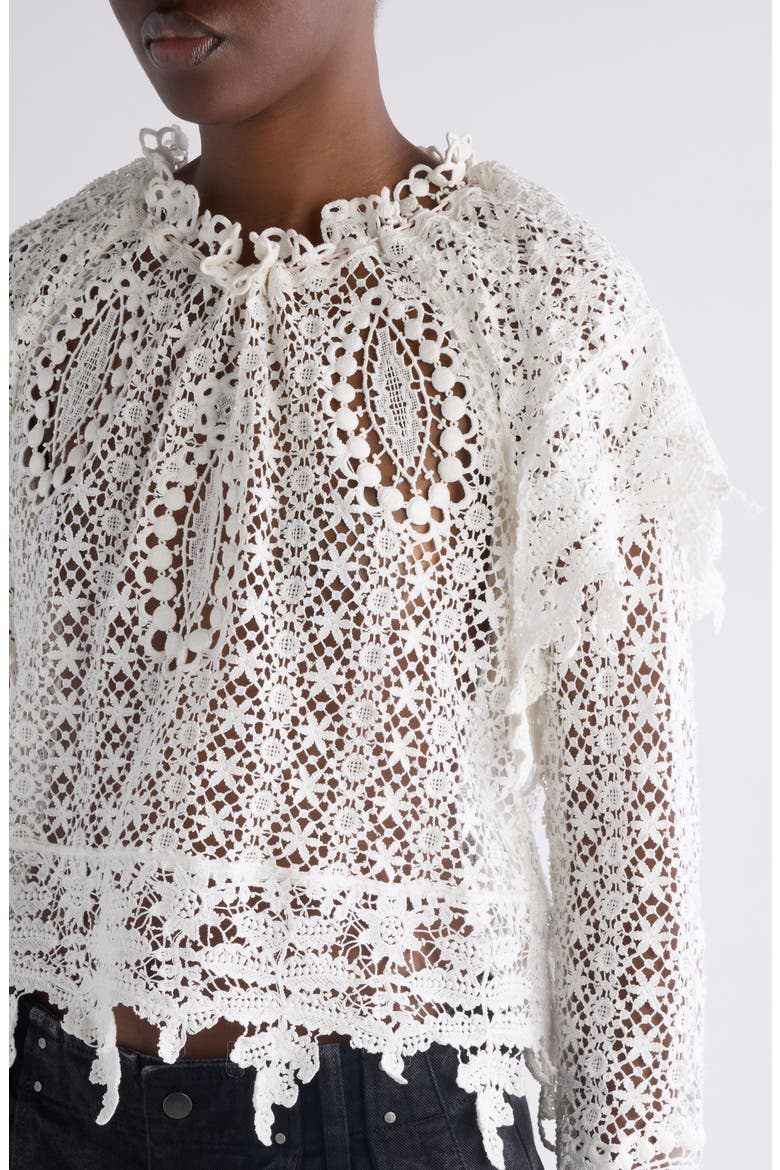 Hyliana Crop Cotton Lace Top, Alternate, color, WHITE