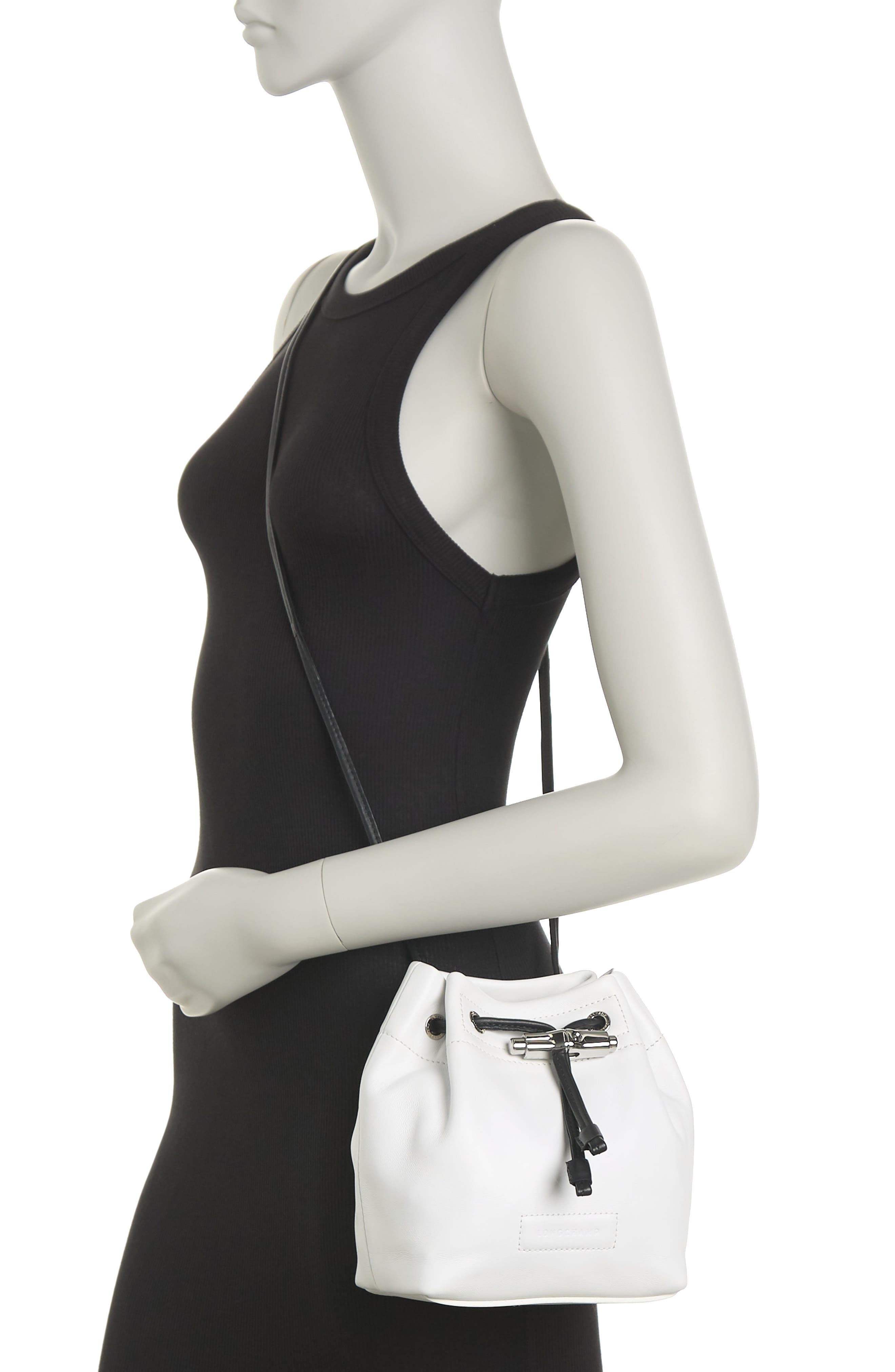 Longchamp Mini Bucket Bag, Alternate, color, White