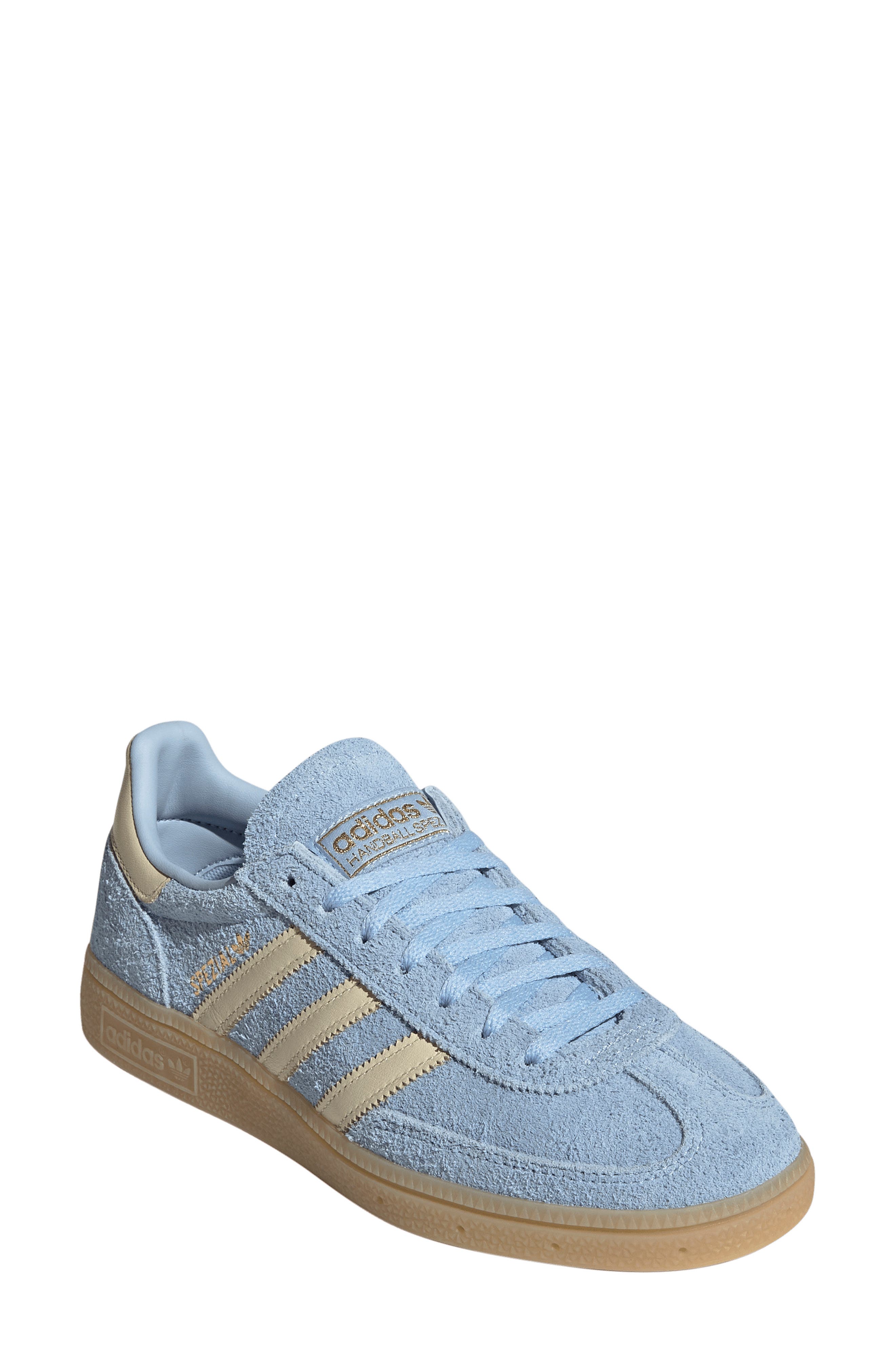 adidas Handball Spezial Sneaker, Main, color, Clear Sky/ Vanilla/ Gold